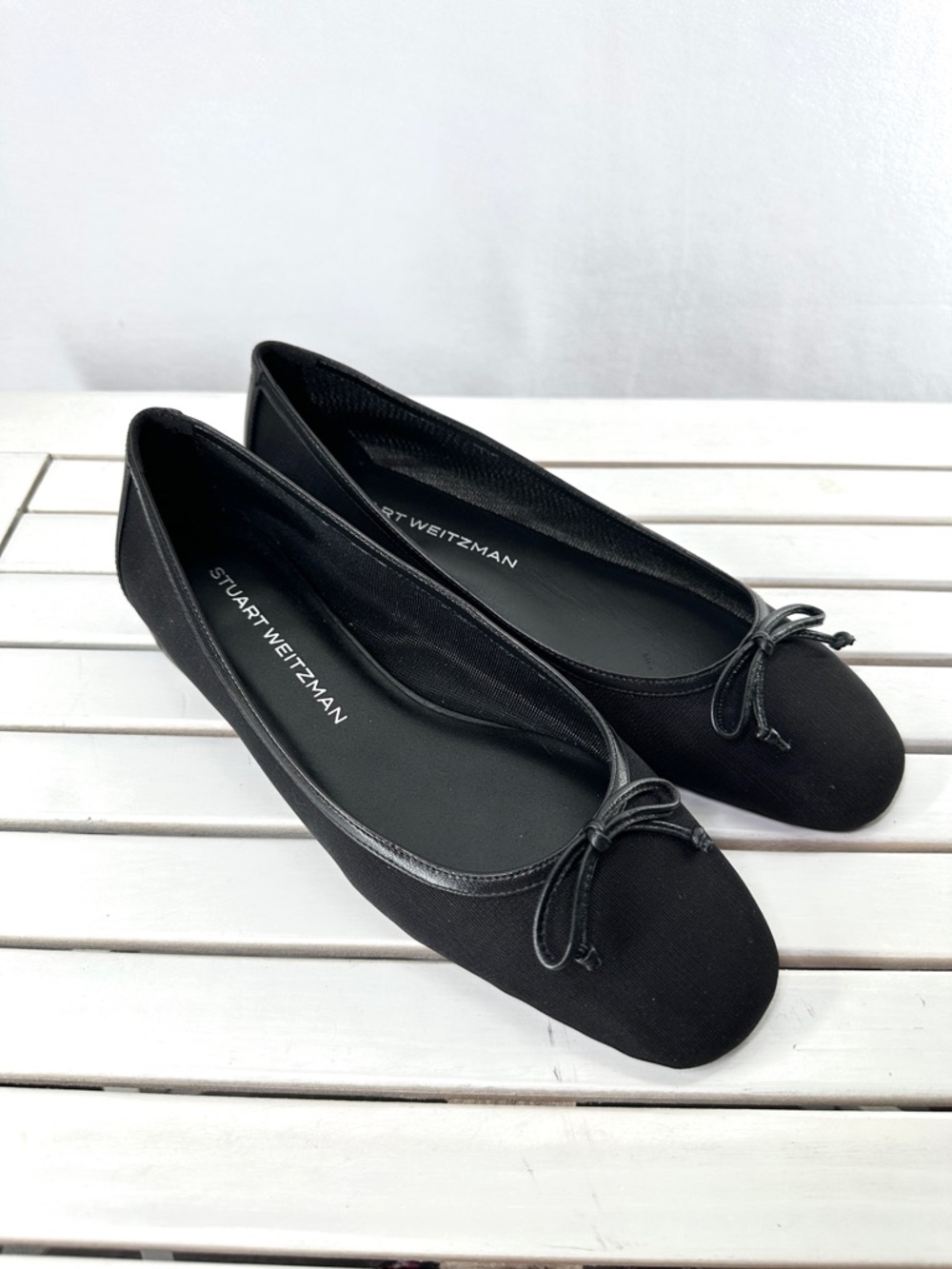 Stuart Weitzman Arabella Classic Black Ballet Flat Shoe, Slip-On